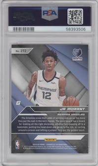Ja Morant from the 2019-20 Panini Chronicles  set featuring a Pink parallel graded by PSA and given an overall grade of 10.