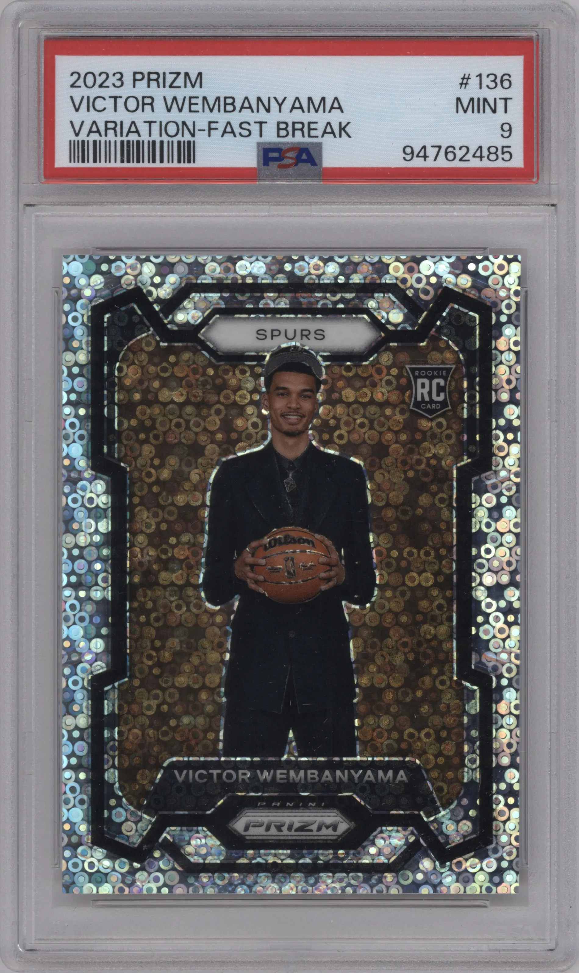 2023 Panini Prizm Variation Victor Wembanyama Fast Break #136 PSA 9