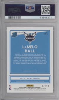 LaMelo Ball from the 2020-21 Panini Donruss Optic set featuring a Red parallel graded by PSA and given an overall grade of 10.