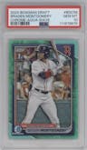 Braden Montgomery from the 2024 Bowman Draft set featuring a Aqua Wave Refractor parallel graded by PSA and given an overall grade of 10.