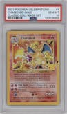Charizard from the 2021 Pokemon SWSH set featuring a Base Set parallel graded by PSA and given an overall grade of 10.