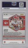 Travis Kelce from the 2021 Panini Mosaic set featuring a Genesis parallel graded by PSA and given an overall grade of 10.