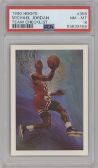 Michael Jordan from the 1990-91 NBA Hoops set graded by PSA and given an overall grade of 8.