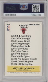 Michael Jordan from the 1990-91 NBA Hoops set graded by PSA and given an overall grade of 8.