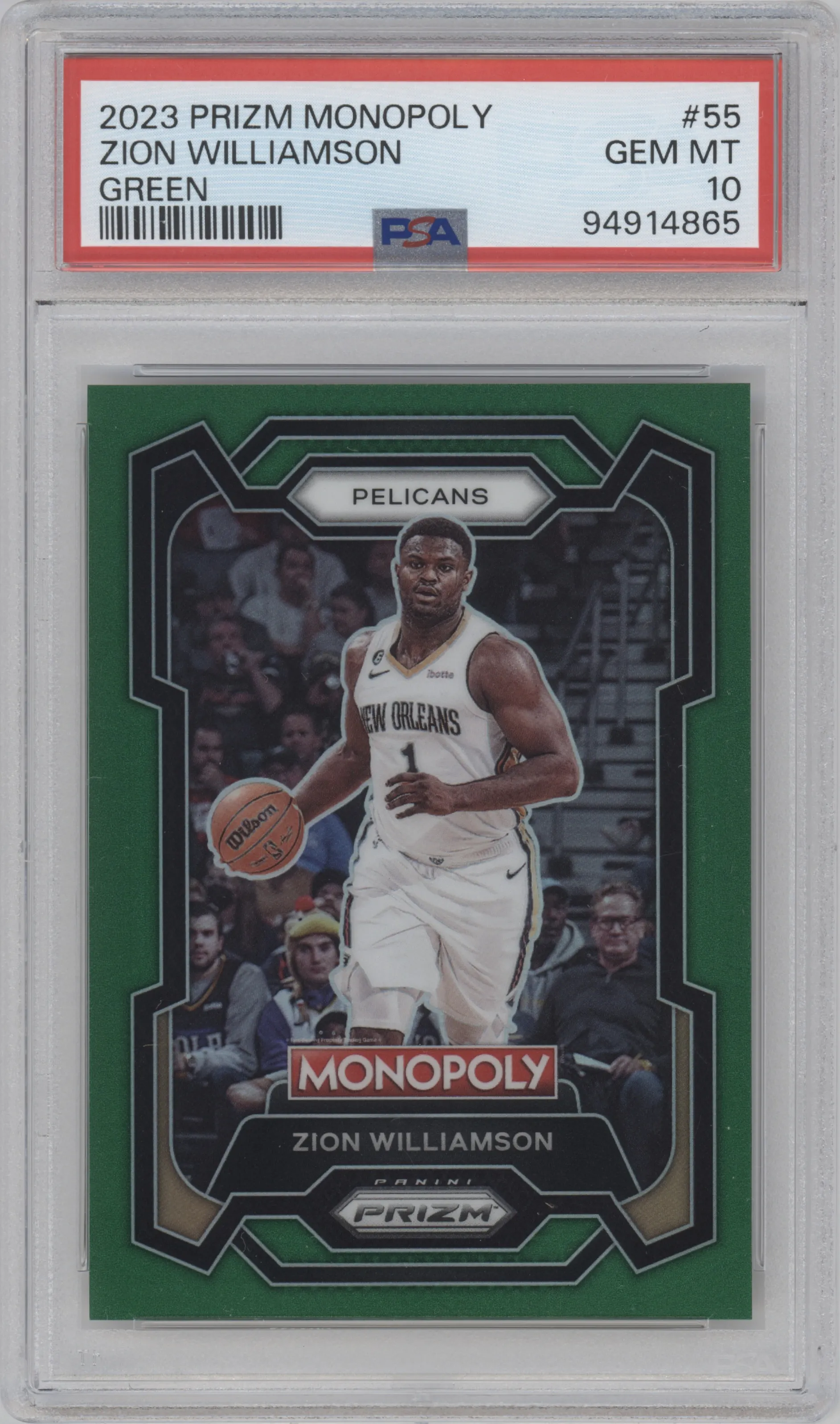 2023 Panini Prizm Monopoly Zion Williamson Green PSA 10