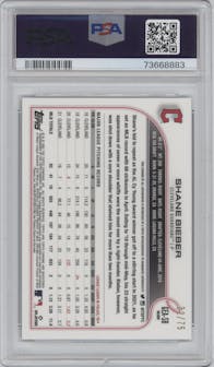 Shane Bieber from the 2022 Topps Gilded Collection set graded by PSA and given an overall grade of 10.