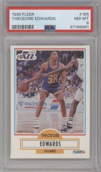 Theodore Edwards from the 1990-91 Fleer set graded by PSA and given an overall grade of 8.