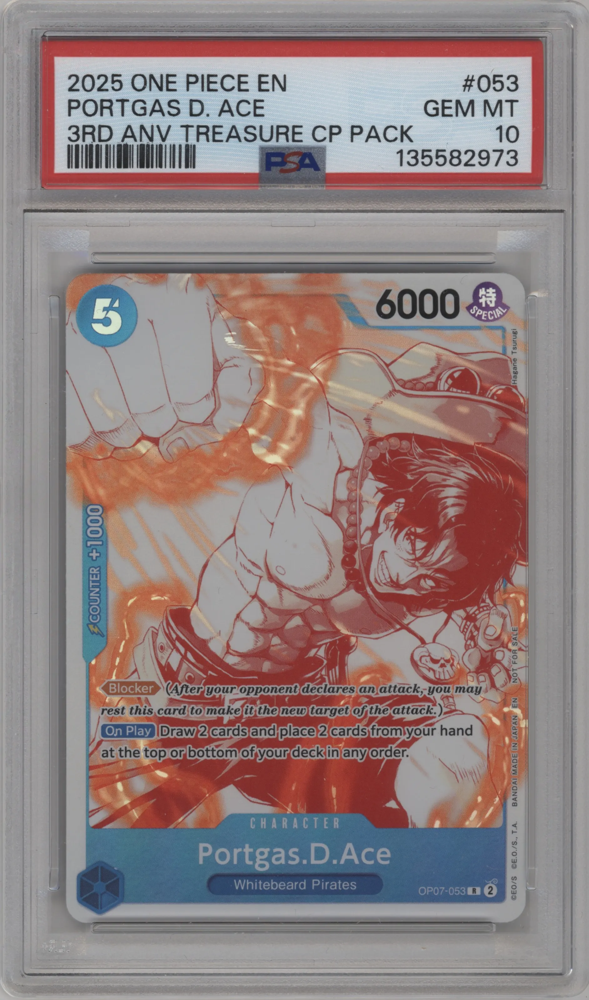 2025 One Piece Portgas.D.Ace 3rd Anniversary Treasure Campaign Pack PSA 10