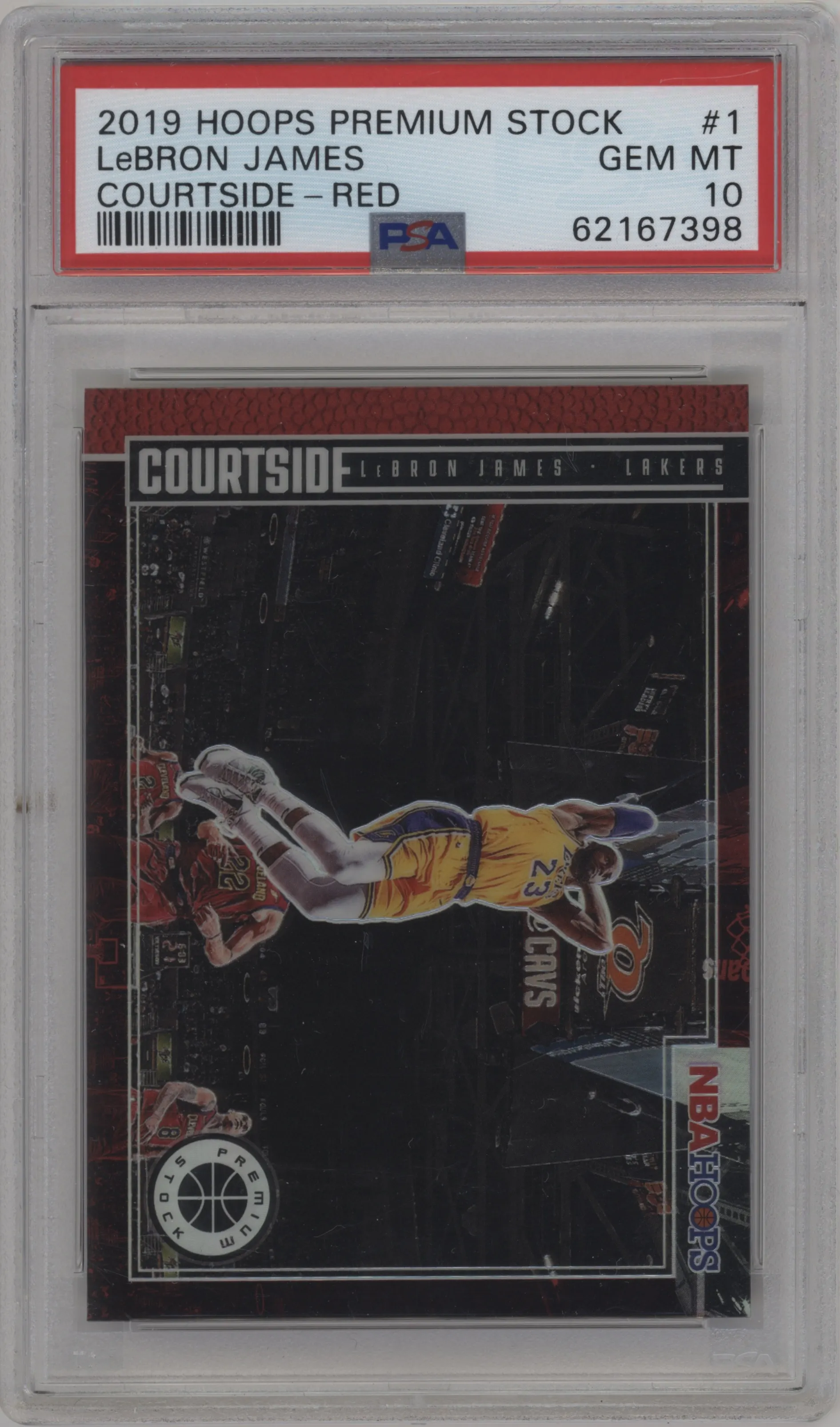 2019 Panini Hoops Premium Stock Courtside LeBron James Red #1 PSA 10