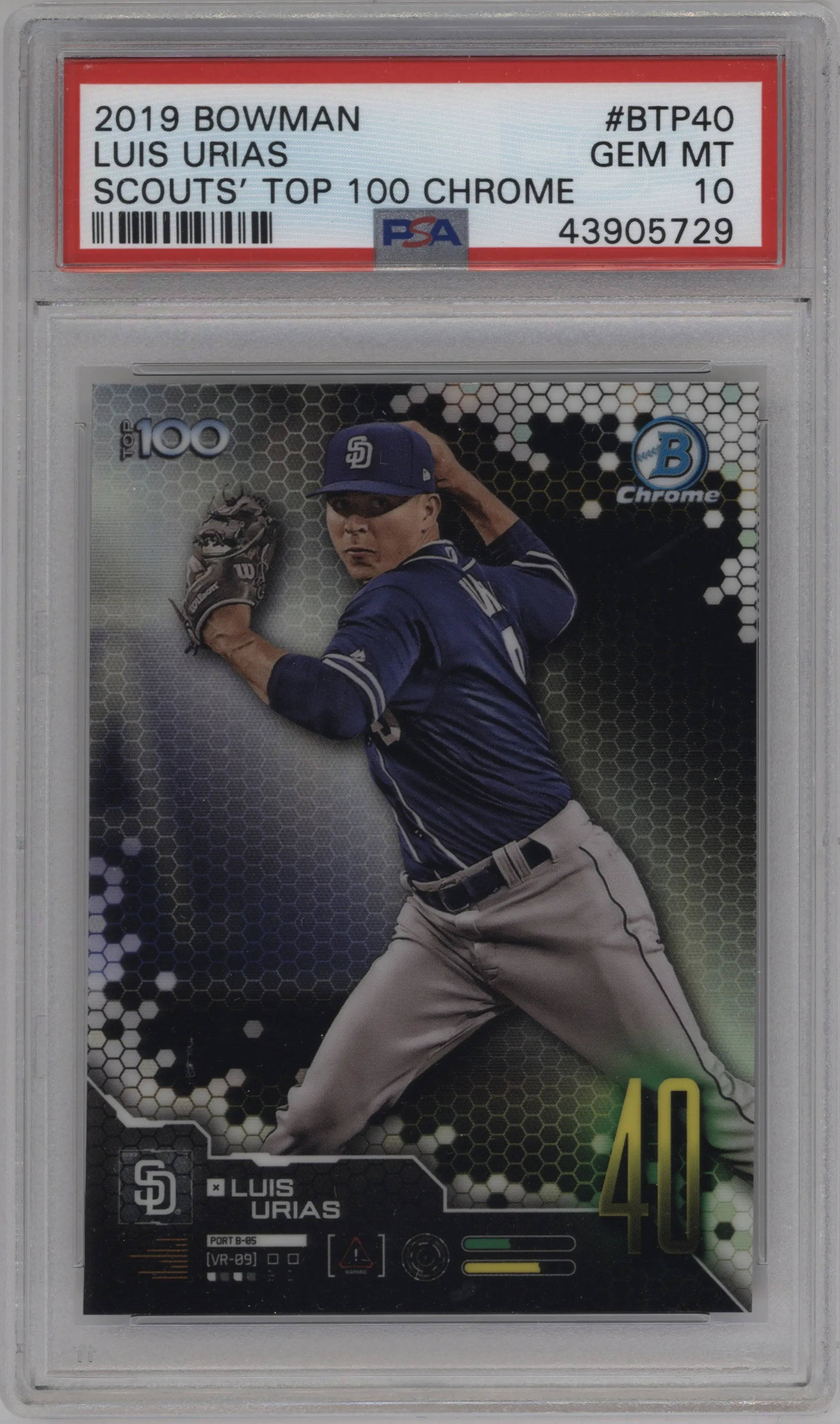 2019 Bowman Scouts Top 100 Luis Urias PSA 10