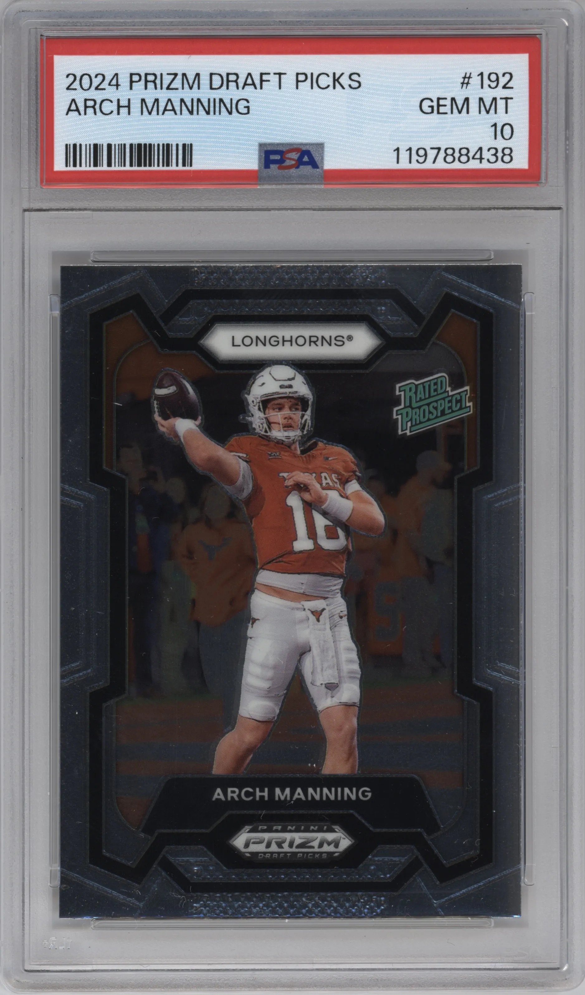 2024 Panini Prizm Draft Picks Arch Manning #192 PSA 10