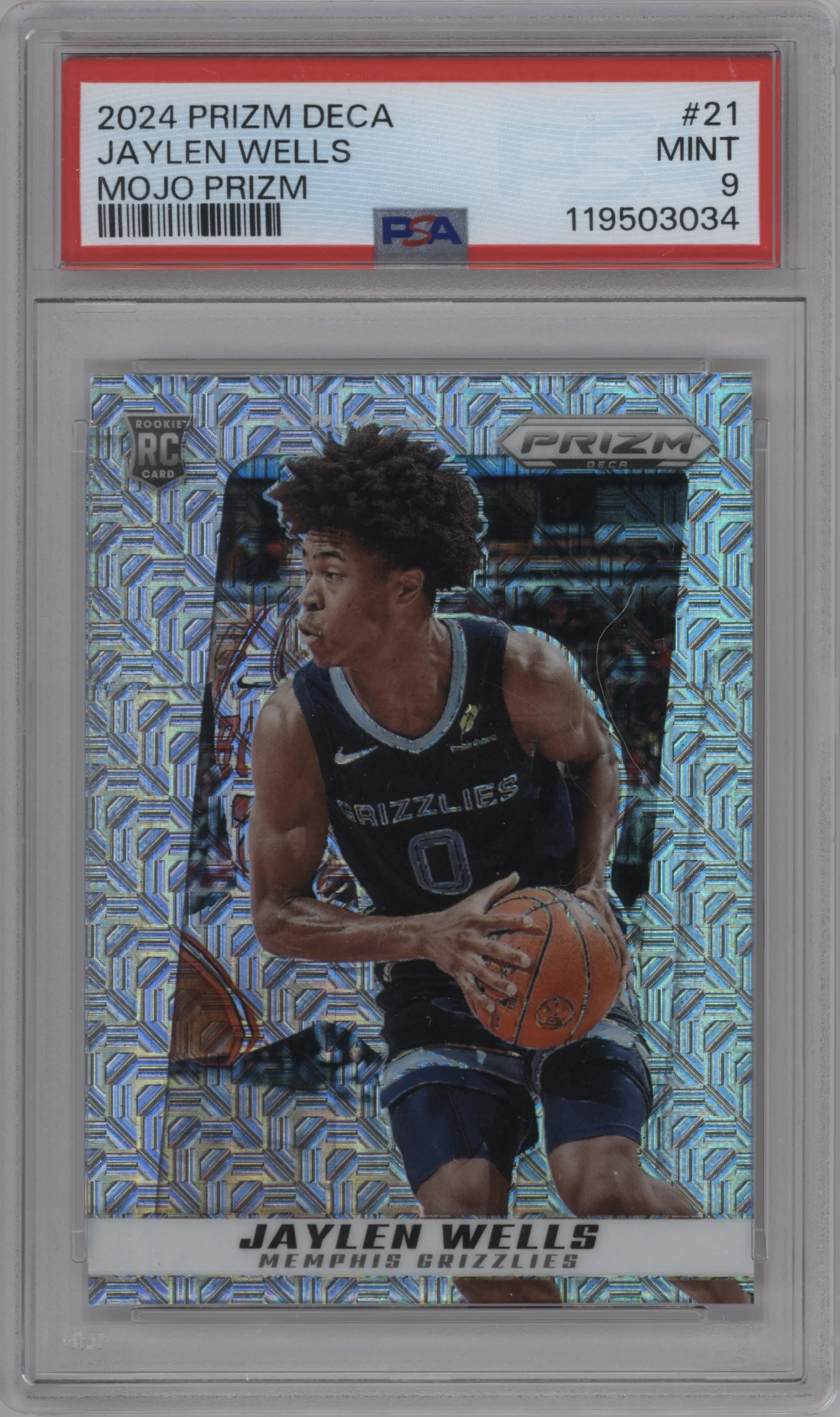 2024 Panini Prizm Deca Jaylen Wells Mojo Prizm #21 PSA 9