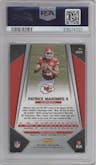 Patrick Mahomes II from the 2017 Panini Prizm set featuring a Green Prizm parallel graded by PSA and given an overall grade of 9.