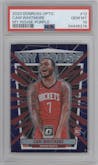 Cam Whitmore from the 2023-24 Donruss Optic set featuring a Purple parallel graded by PSA and given an overall grade of 10.