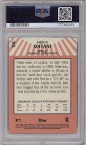Shohei Ohtani from the 2018 Topps Heritage High Number set graded by PSA and given an overall grade of 10.