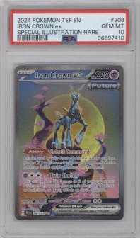 Iron Crown EX from the 2024 Pokemon SV set graded by PSA and given an overall grade of 10.