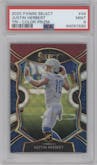 Justin Herbert from the 2020 Panini Select set featuring a Tri-Color parallel graded by PSA and given an overall grade of 9.
