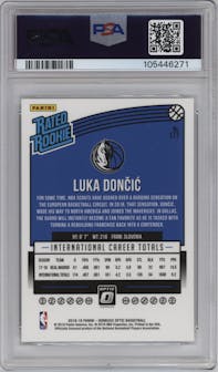 Luka Doncic from the 2018-19 Panini Donruss Optic set graded by PSA and given an overall grade of 8.