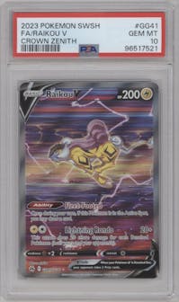 Raikou V from the 2023 Pokemon SWSH set graded by PSA and given an overall grade of 10.