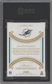 Jaylen Waddle from the 2021 Panini Flawless set featuring a Sapphire parallel graded by SGC and given an overall grade of 9.5.