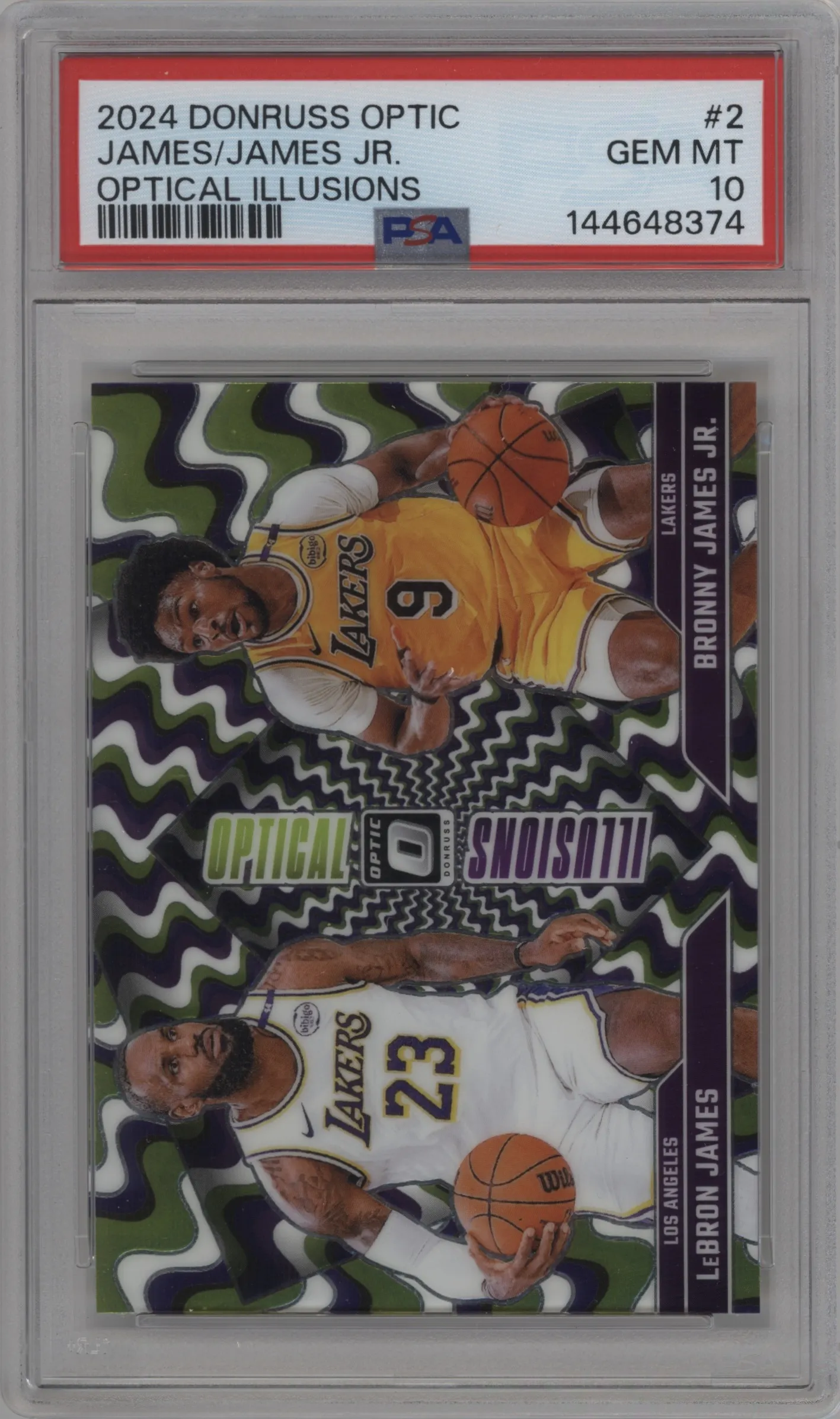 2024 Donruss Optic Opt.Illusions LeBron James/Bronny James Jr. #2 PSA 10