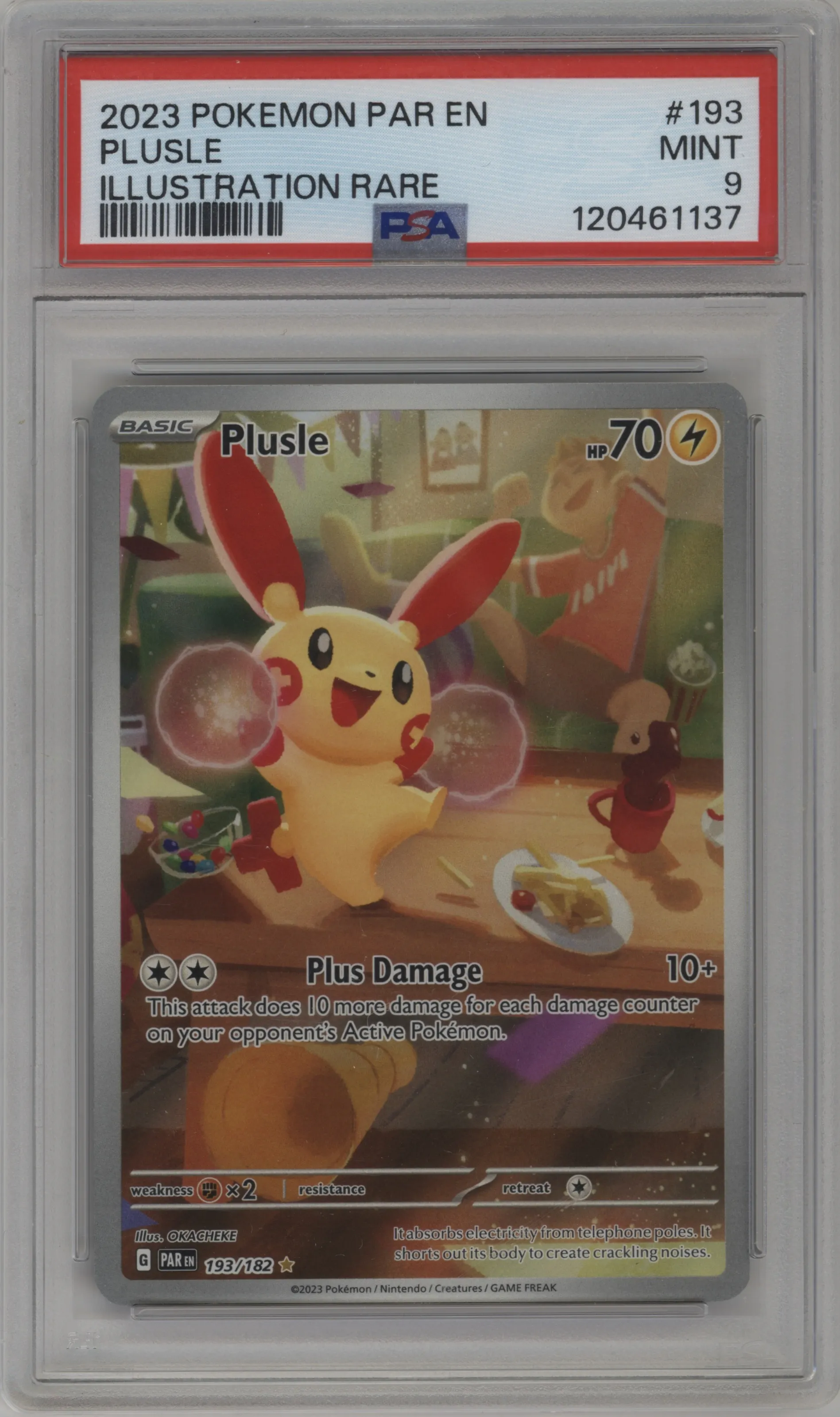 2023 Pokemon SV Paradox Rift Plusle #193 PSA 9