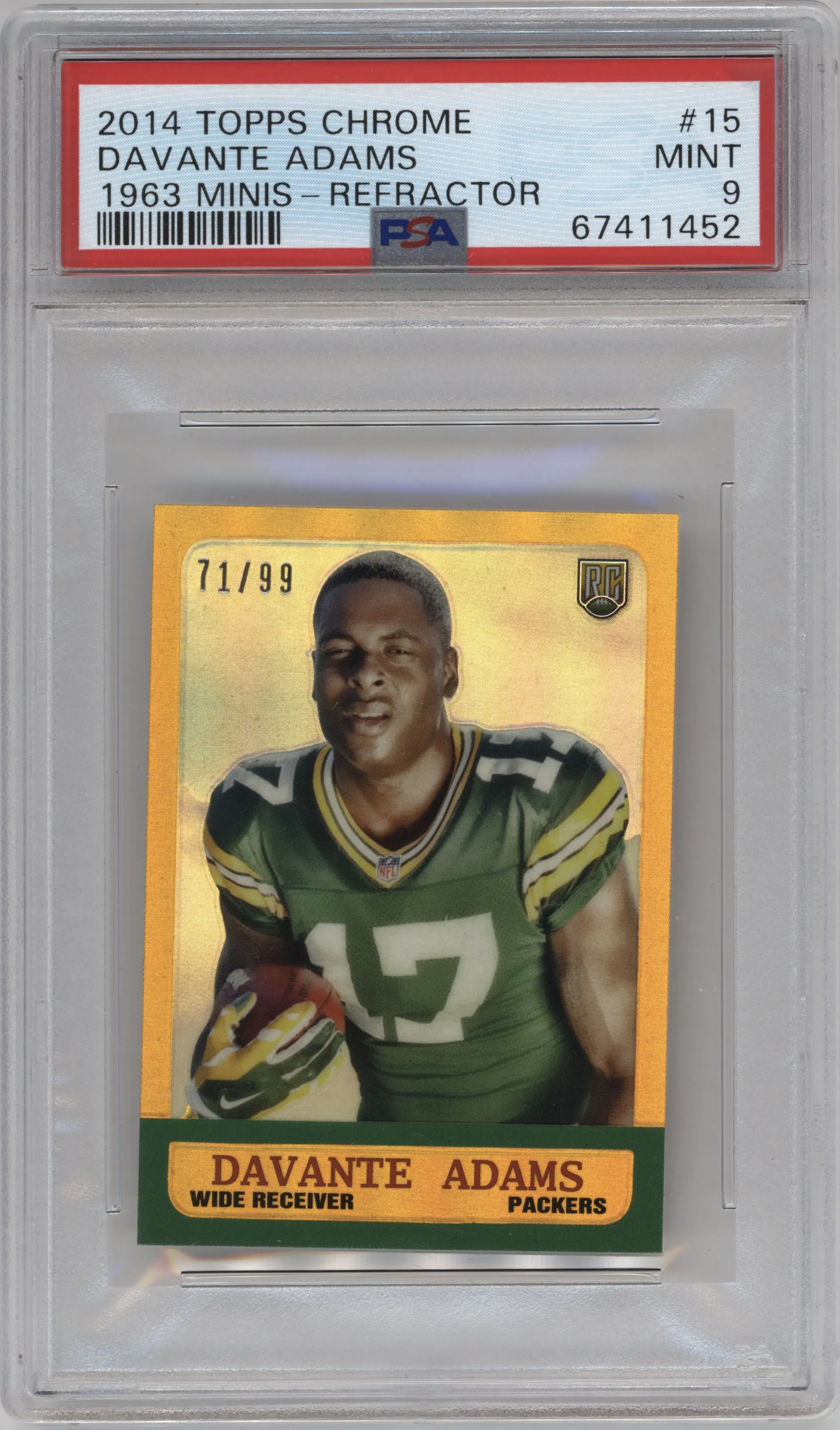 2014 Topps Chrome 1963 Minis Davante Adams Refractors #15 PSA 9