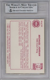 Michael Jordan from the 1986 Star Court Kings set graded by Beckett and given an overall grade of 9.
