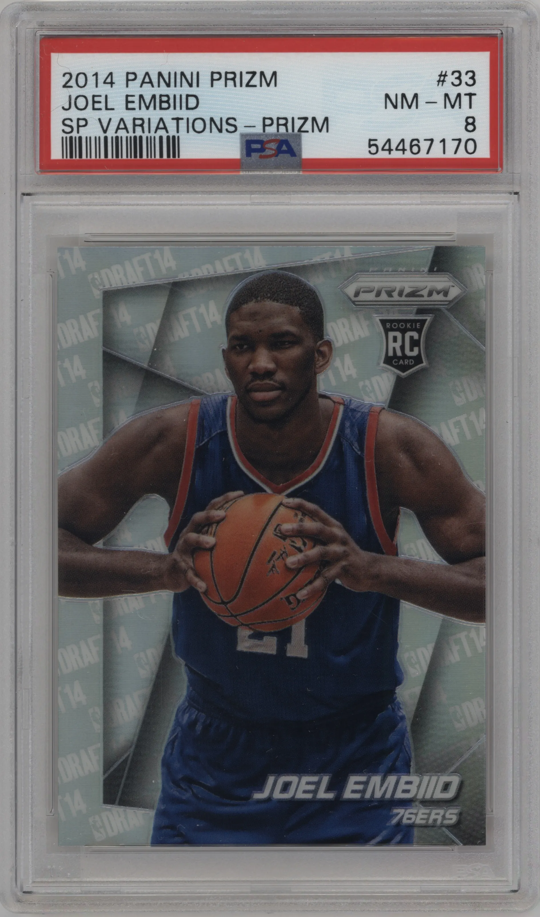 2014 Panini Prizm SP Joel Embiid Prizm #33 PSA 8