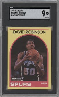 David Robinson from the 1989-90 Hoops Superstars set graded by SGC and given an overall grade of 9.
