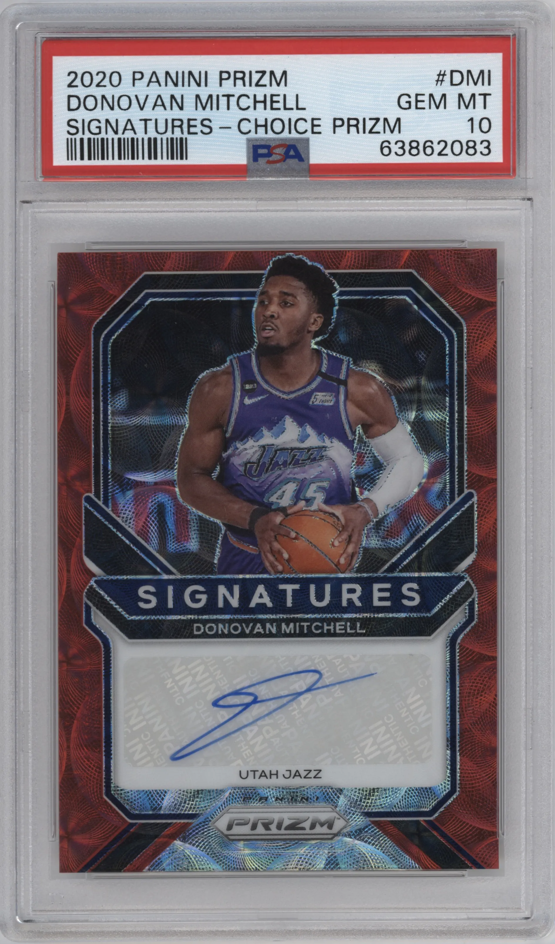 2020 Panini Prizm Sig. Donovan Mitchell Choice Prizms #SI-DMI PSA 10