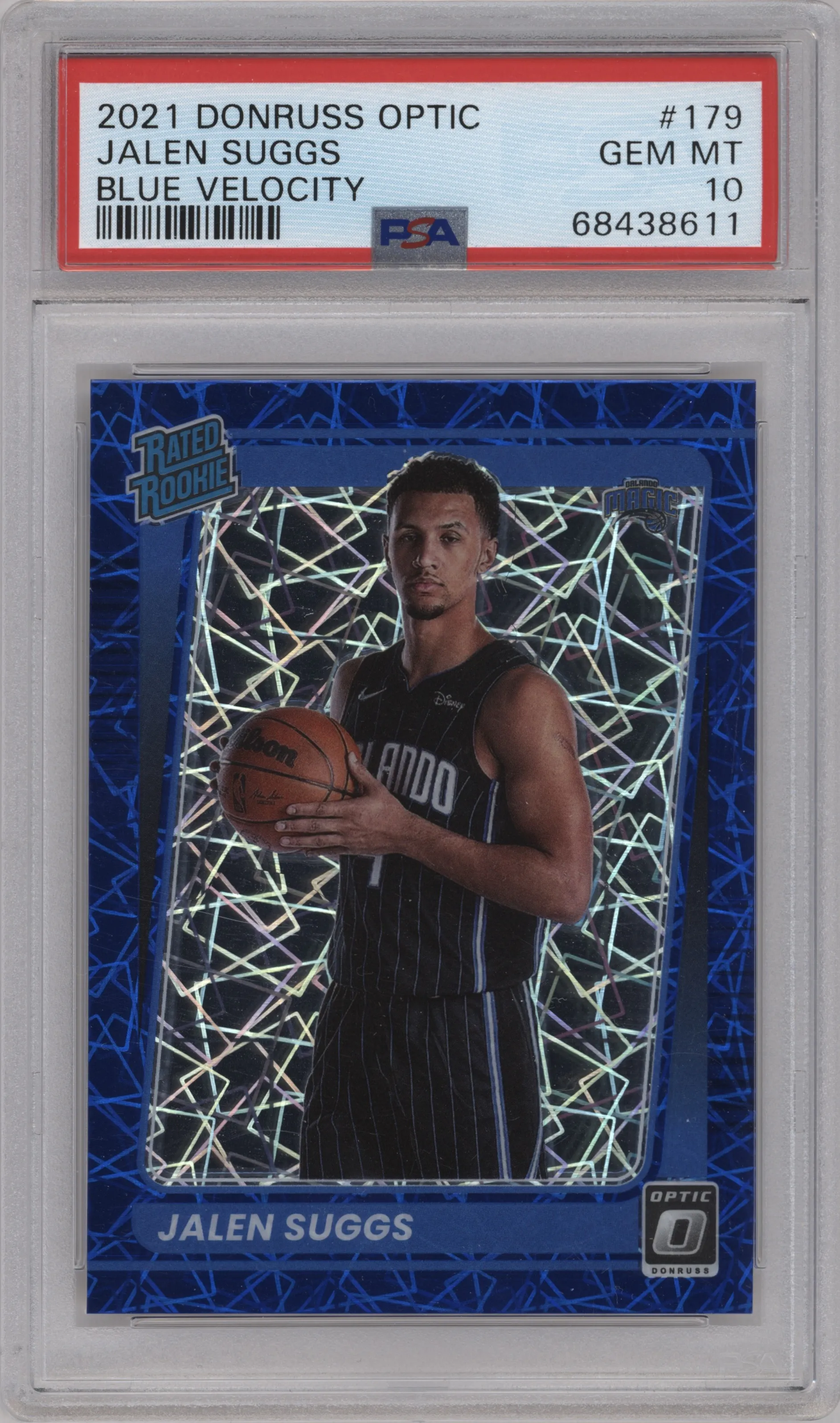 2021 Panini Donruss Optic Rated Rookie Jalen Suggs Blue Velocity #179 PSA 10