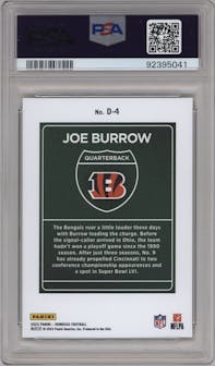 Joe Burrow from the 2023 Panini Donruss set graded by PSA and given an overall grade of 10.