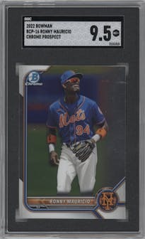 Ronny Mauricio from the 2022 Bowman set graded by SGC and given an overall grade of 9.5.