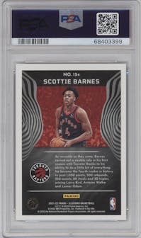  Scottie Barnes from the 2021-22 Panini Illusions set featuring a Trophy Collection Emerald parallel graded by PSA and given an overall grade of 10.