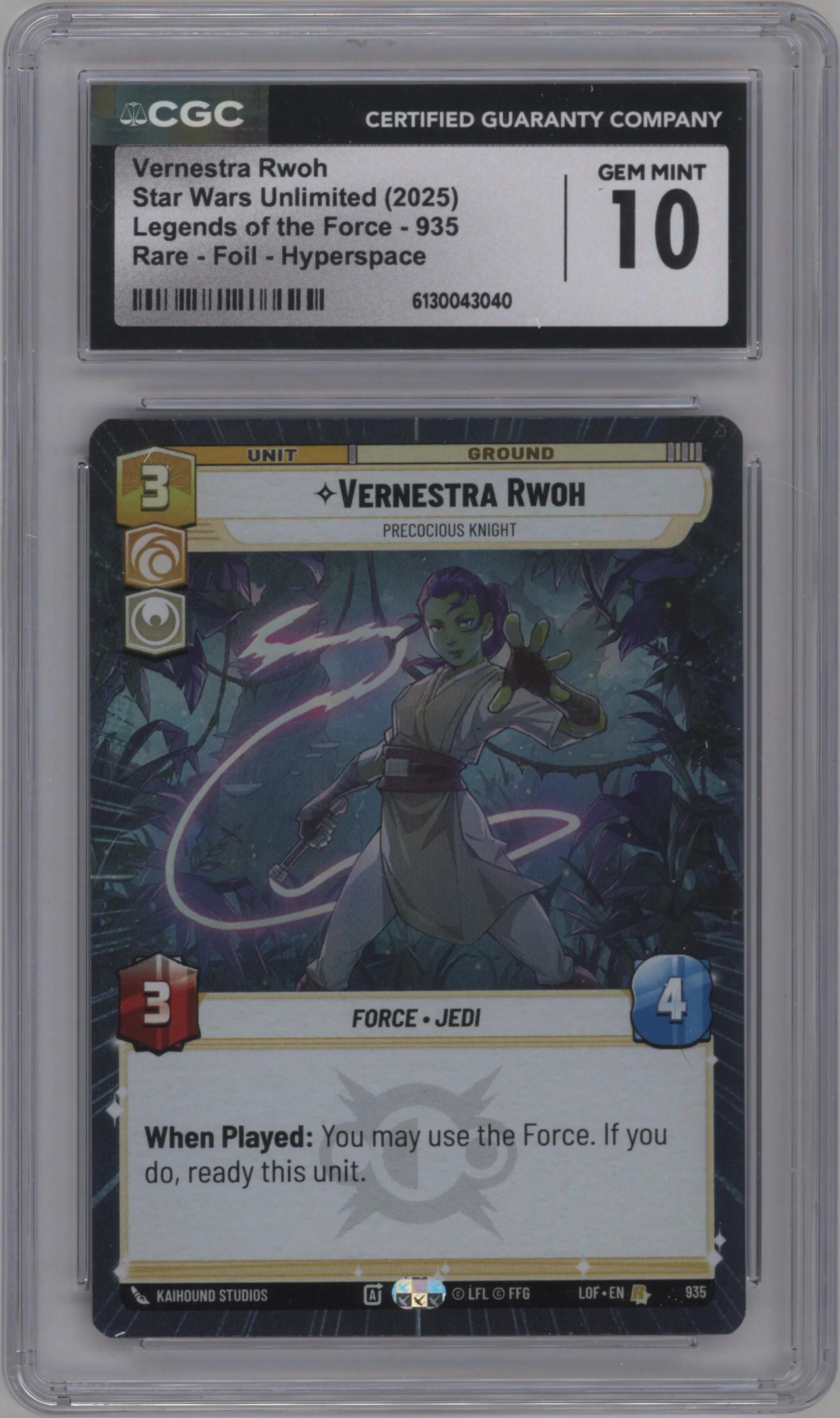 2025 Star Wars: Unlimited Legends of the Force Vernestra Rwoh Hyperspace #935 CGC 10