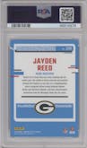 Jayden Reed from the 2023 Donruss Optic set featuring a Holo parallel graded by PSA and given an overall grade of 10.