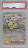 Pikachu ex from the 2024 Pokemon SV set graded by PSA and given an overall grade of 10.