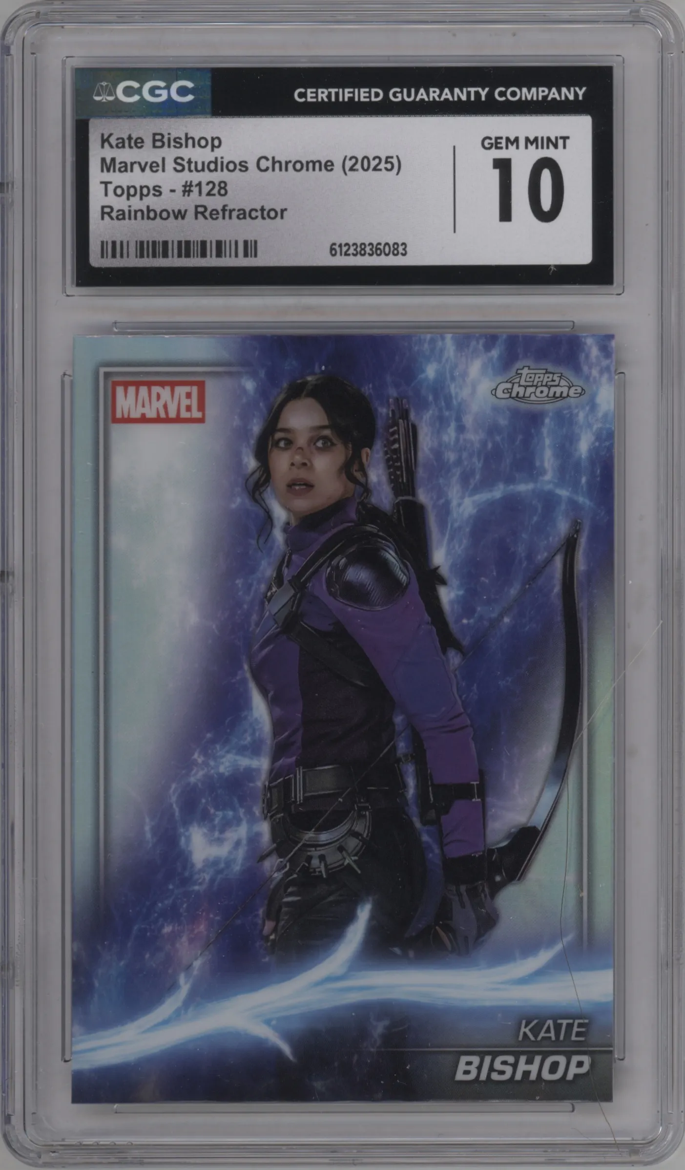 2025 Topps Chrome Marvel Studios Kate Bishop Rainbow Refractor CGC 10