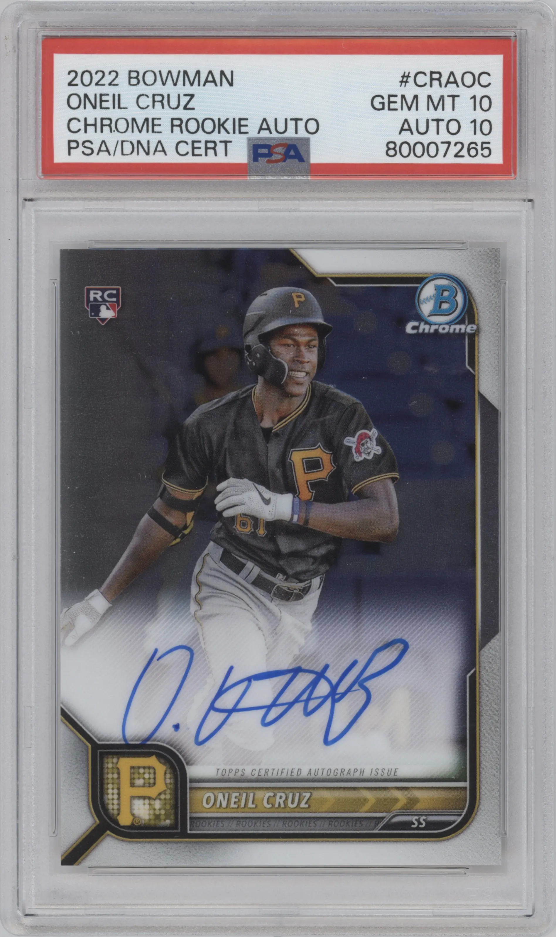 2022 Bowman Chrome Rke.Auto Oneil Cruz #CRA-OC PSA 10