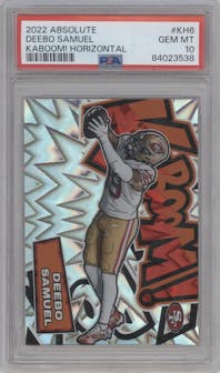 Deebo Samuel from the 2022 Panini Absolute set graded by PSA and given an overall grade of 10.