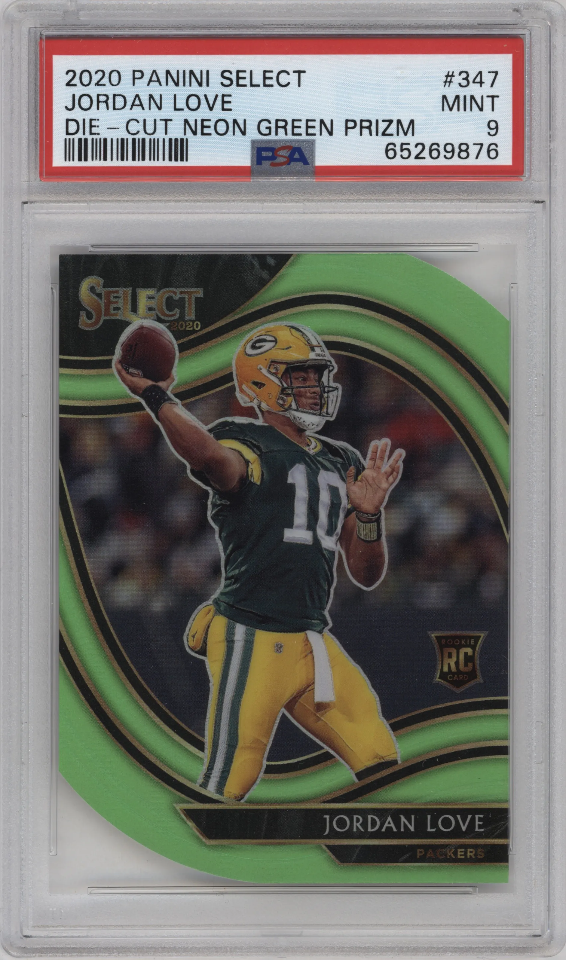 2020 Panini Select Field Lvl. Jordan Love Die-Cut Neon Green #347 PSA 9