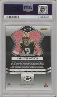 Christian Watson from the 2022 Panini Mosaic set graded by PSA and given an overall grade of 9.