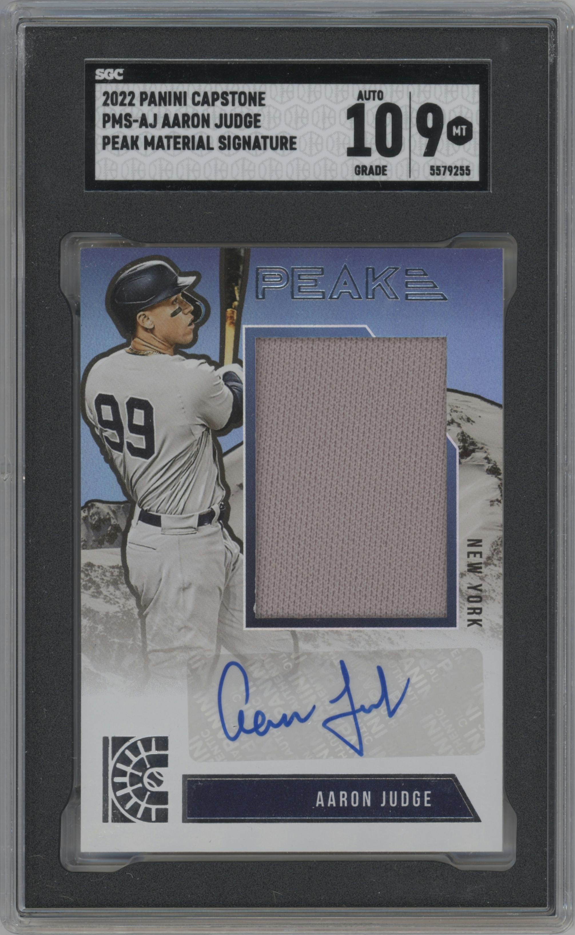 Aaron Judge from the 2022 Panini Capstone set graded by SGC and given an overall grade of 9.