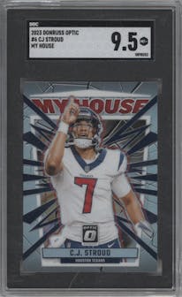 C.J. Stroud from the 2023 Donruss Optic set graded by SGC and given an overall grade of 9.5.