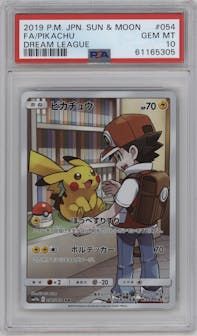 Pikachu  from the 2019 Pokemon S&M JPN  set graded by PSA and given an overall grade of 10.