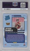 Jayden Daniels from the 2024 Donruss set graded by PSA and given an overall grade of 10.
