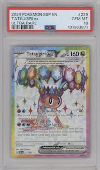 Tatsugiri ex from the 2024 Pokemon SV set graded by PSA and given an overall grade of 10.