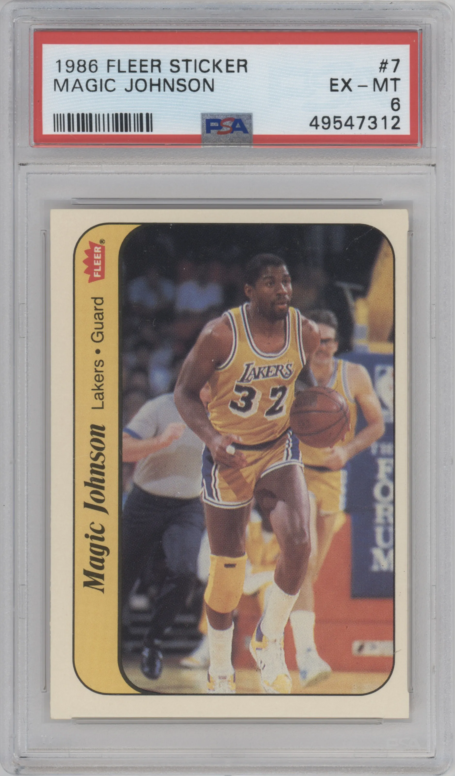 1986 Fleer Stickers Magic Johnson #7 PSA 6