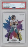 Trevor Lawrence from the 2023 Panini Prizm set graded by PSA and given an overall grade of 10.